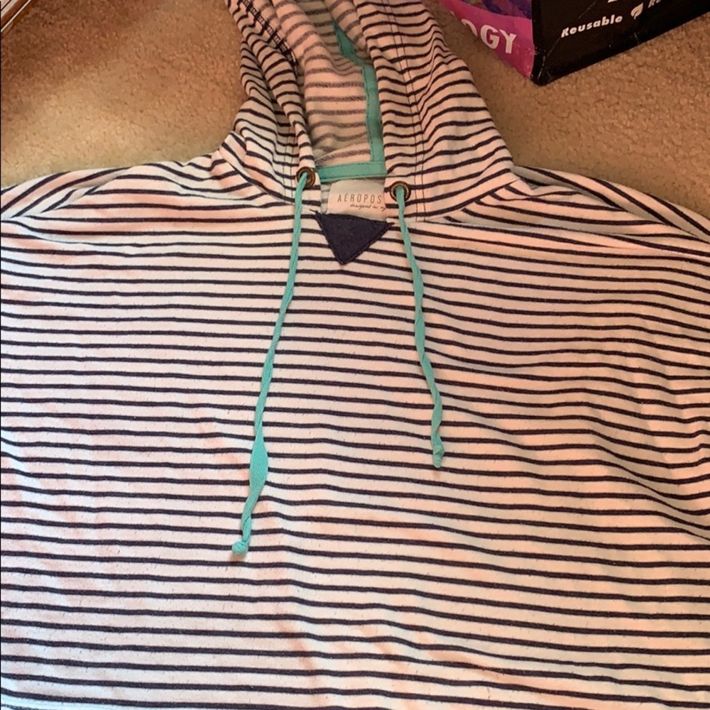 White and navy blue crop sweater!